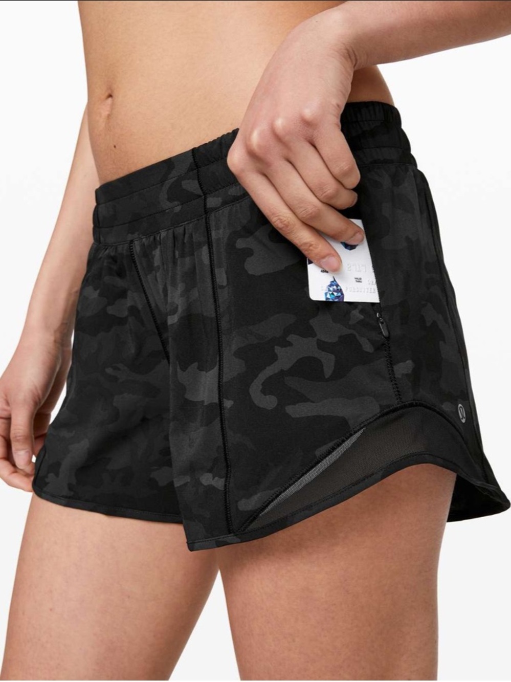 Lululemon Hotty Hot Short II *Long 4" Incognito Camo Multi Grey/Black Size 10 - Picture 3 of 13